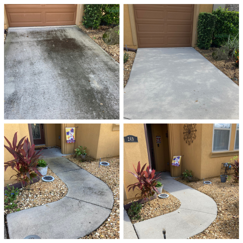 Screen enclosure driveway cleaning