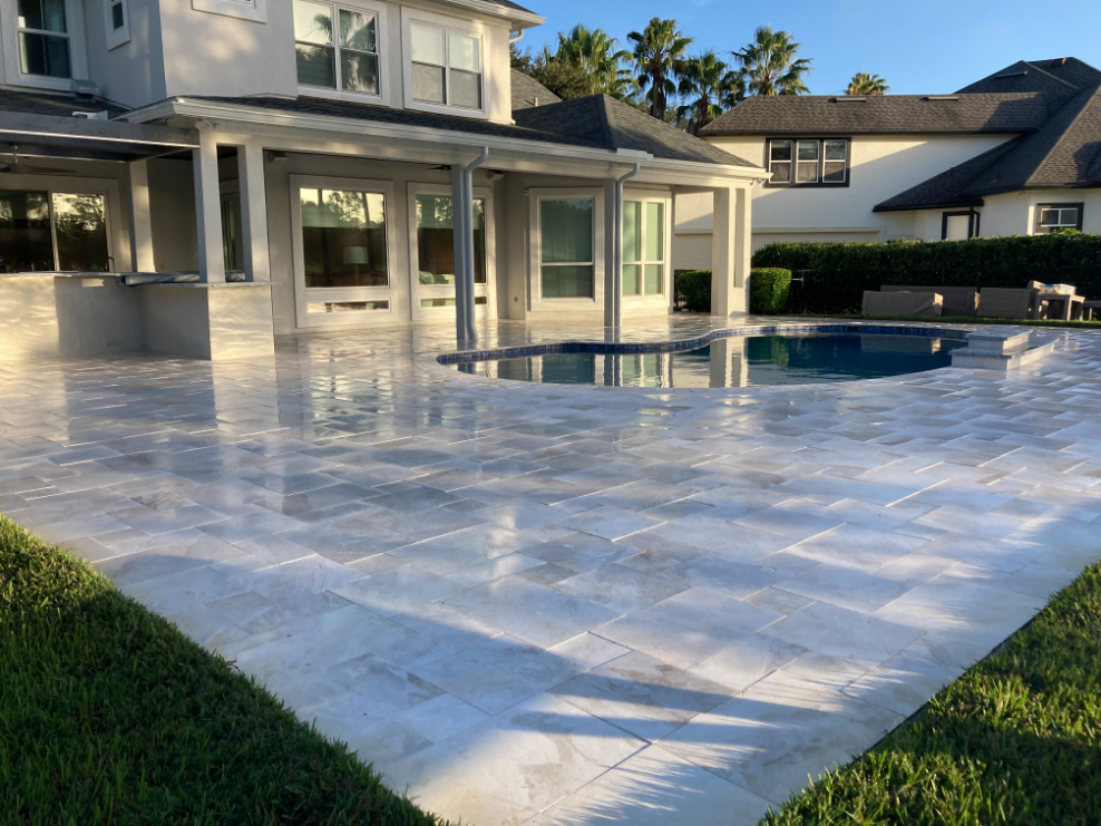 Travertine paver cleaning